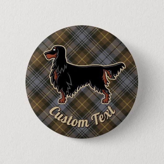 Gordon Setter over Weathered Gordon Tartan Button (Voorkant)