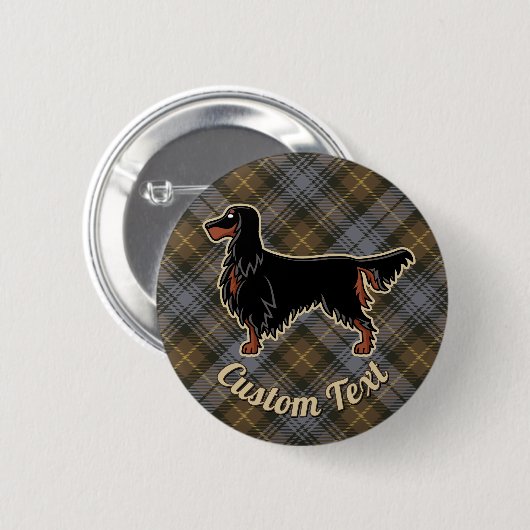 Gordon Setter over Weathered Gordon Tartan Button (Voorkant /achterkant)