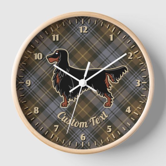 Gordon Setter over Weathered Gordon Tartan Clock (Voorkant)
