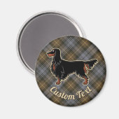 Gordon Setter over Weathered Gordon Tartan Magnet (Voorkant / Achterkant)