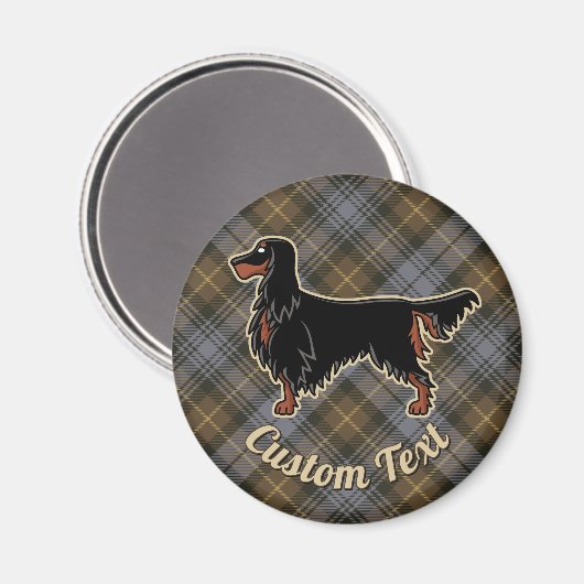 Gordon Setter over Weathered Gordon Tartan Magnet (Voorkant / Achterkant)