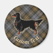 Gordon Setter over Weathered Gordon Tartan Magnet (Voorkant)