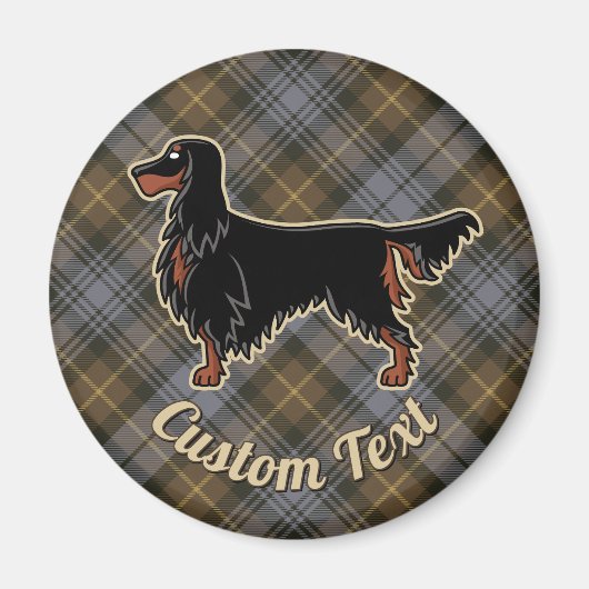 Gordon Setter over Weathered Gordon Tartan Magnet (Voorkant)