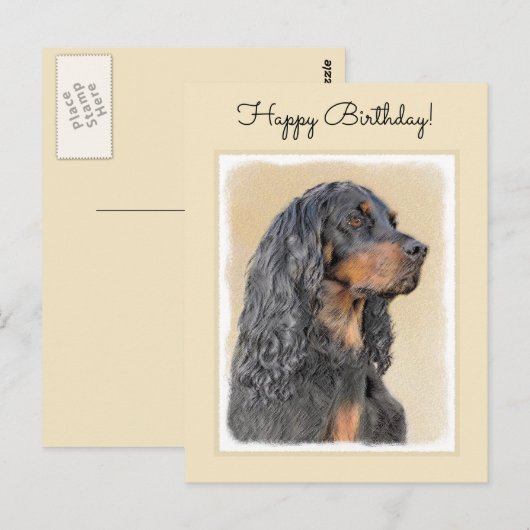 Gordon Setter Painting - Cute Original Dog Art Briefkaart (Voorkant / Achterkant)