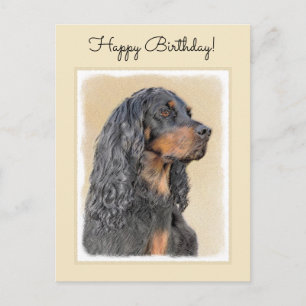 Gordon Setter Painting - Cute Original Dog Art Briefkaart