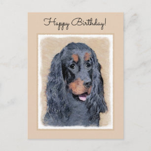 Gordon Setter Painting - Cute Original Dog Art Briefkaart