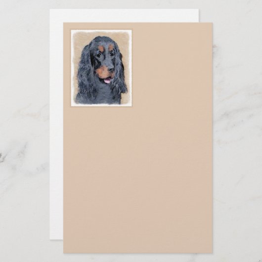 Gordon Setter Painting - Cute Original Dog Art Briefpapier (Voorkant / Achterkant)