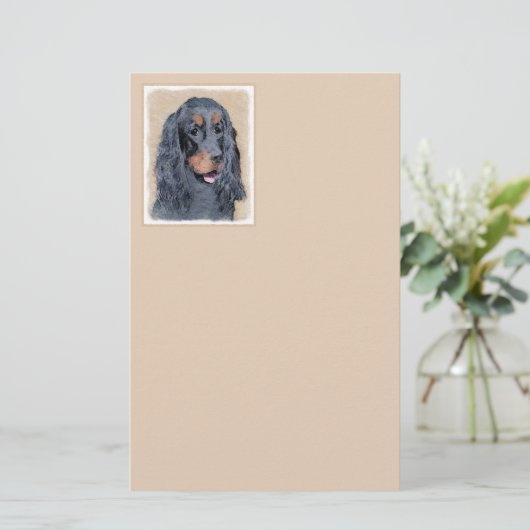 Gordon Setter Painting - Cute Original Dog Art Briefpapier (Staand voorkant)
