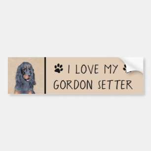 Gordon Setter Painting - Cute Original Dog Art Bumpersticker