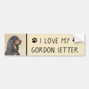 Gordon Setter Painting - Cute Original Dog Art Bumpersticker