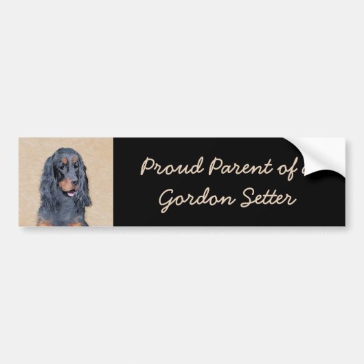 Gordon Setter Painting - Cute Original Dog Art Bumpersticker (Voorkant)