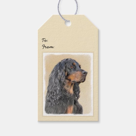 Gordon Setter Painting - Cute Original Dog Art Cadeaulabel (Voorkant)