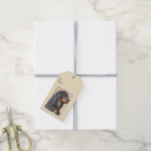 Gordon Setter Painting - Cute Original Dog Art Cadeaulabel (Met Touw)