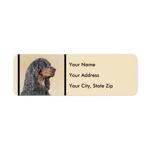 Gordon Setter Painting - Cute Original Dog Art Etiket (Voorkant)