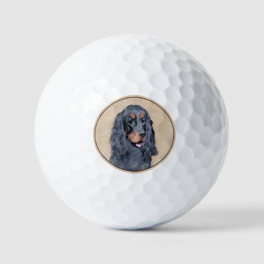 Gordon Setter Painting - Cute Original Dog Art Golfballen (Voorkant)