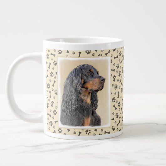 Gordon Setter Painting - Cute Original Dog Art Grote Koffiekop (Links)