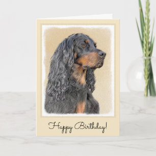Gordon Setter Painting - Cute Original Dog Art Kaart