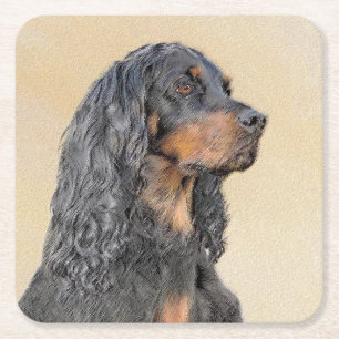 Gordon Setter Painting - Cute Original Dog Art Kartonnen Onderzetters