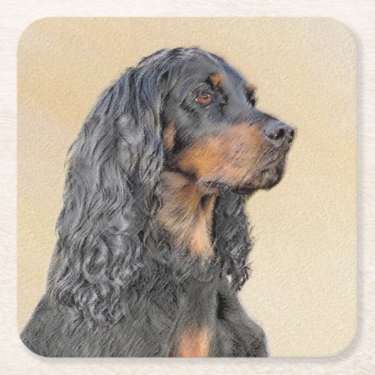 Gordon Setter Painting - Cute Original Dog Art Kartonnen Onderzetters (Voorkant)