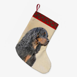 Gordon Setter Painting - Cute Original Dog Art Kleine Kerstsok