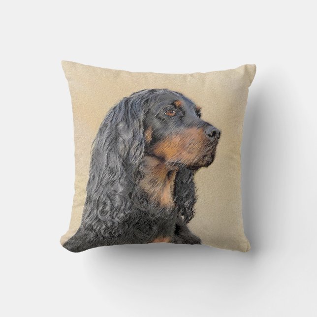 Gordon Setter Painting - Cute Original Dog Art Kussen (Voorkant)