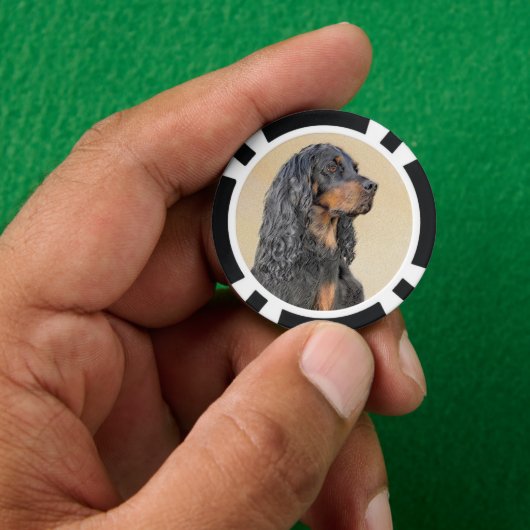 Gordon Setter Painting - Cute Original Dog Art Poker Chips (Hand)