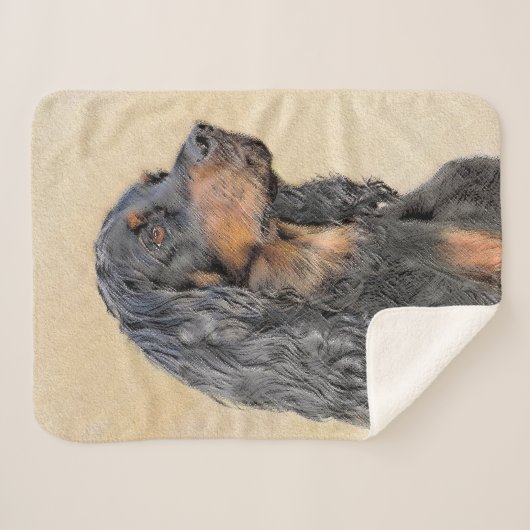 Gordon Setter Painting - Cute Original Dog Art Sherpa Deken (Voorkant (horizontaal))