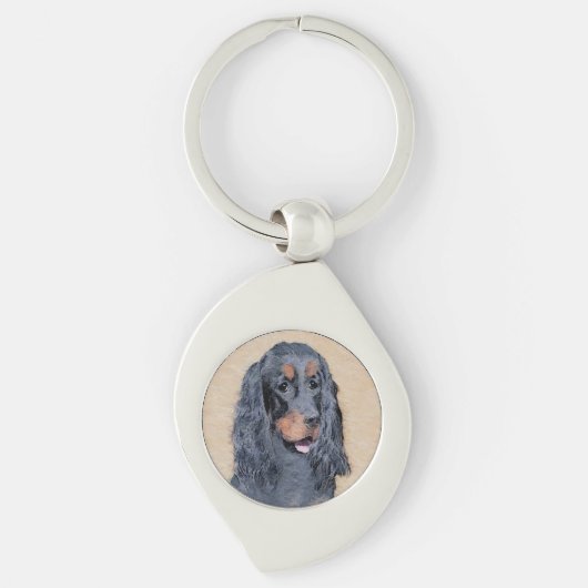 Gordon Setter Painting - Cute Original Dog Art Sleutelhanger (Voorkant)