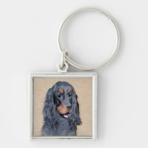 Gordon Setter Painting - Cute Original Dog Art Sleutelhanger
