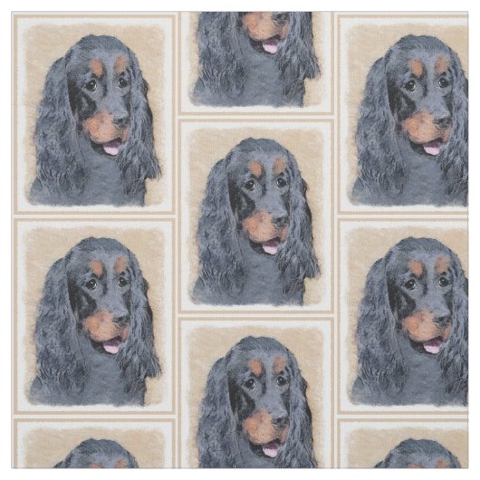 Gordon Setter Painting - Cute Original Dog Art Stof (Swatch)