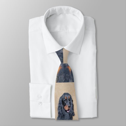 Gordon Setter Painting - Cute Original Dog Art Stropdas (Gebonden)