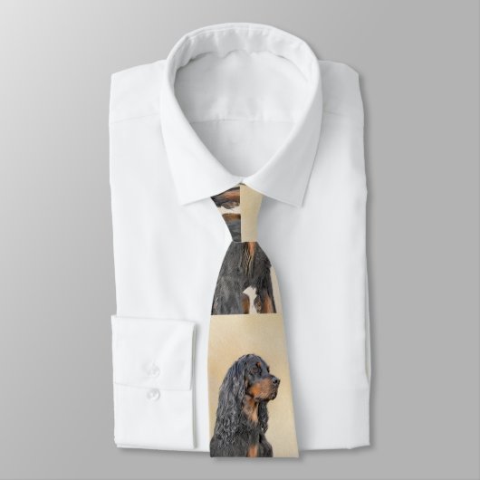 Gordon Setter Painting - Cute Original Dog Art Stropdas (Gebonden)