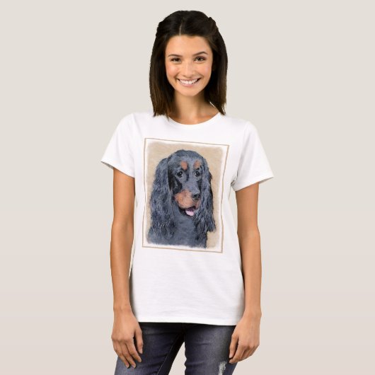 Gordon Setter Painting - Cute Original Dog Art T-shirt (Voorkant volledig)