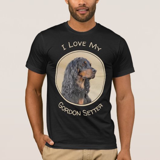 Gordon Setter Painting - Cute Original Dog Art T-shirt (Voorkant)