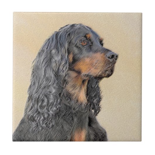 Gordon Setter Painting - Cute Original Dog Art Tegeltje (Voorkant)