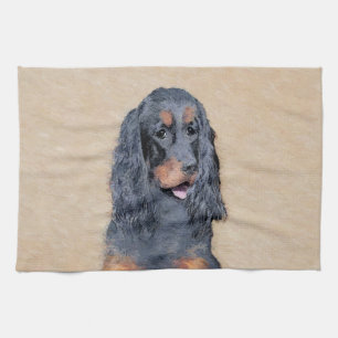 Gordon Setter Painting - Cute Original Dog Art Theedoek