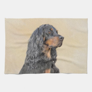Gordon Setter Painting - Cute Original Dog Art Theedoek