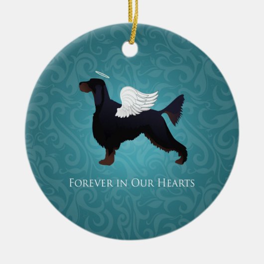 Gordon Setter Pet Memorial Dog Angel Keramisch Ornament (Voorkant)