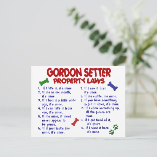 GORDON SETTER Property Laws 2 Briefkaart (Staand voorkant)