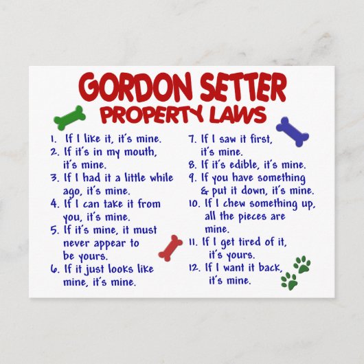GORDON SETTER Property Laws 2 Briefkaart (Voorkant)