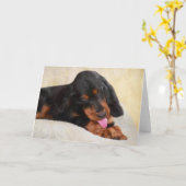 Gordon Setter Puppy Greeting Cards Kaart (Gele Bloem)