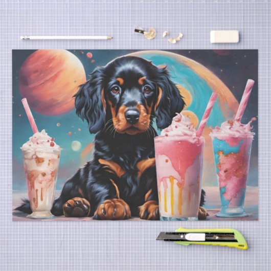 Gordon Setter Puppy N Milkshakes Tissuepapier (Craft)