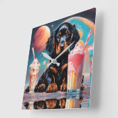 Gordon Setter Puppy N Milkshakes Vierkante Klok (Hoek)