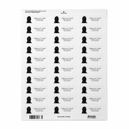 Gordon Setter Return-adres Etiket (Full Sheet)