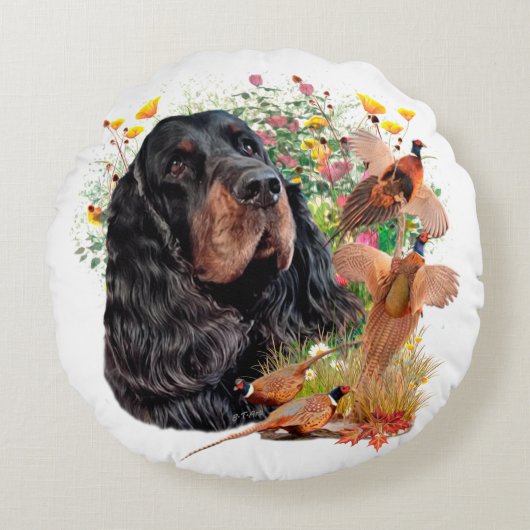 Gordon Setter Rond Kussen (Voorkant)