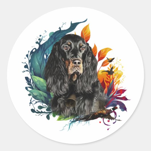 Gordon Setter Ronde Sticker (Voorkant)
