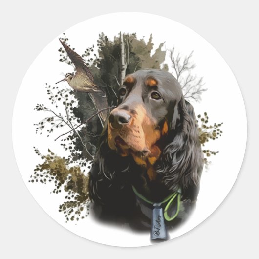 Gordon Setter Ronde Sticker (Voorkant)
