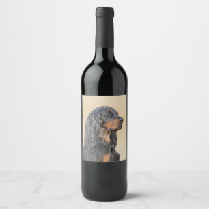 Gordon Setter Schilderij - Mooie Originele Honden Wijn Etiket