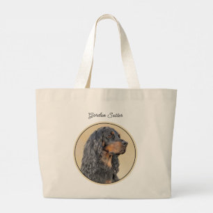 Gordon Setter Schilderij Zwart Schattige Originele Grote Tote Bag