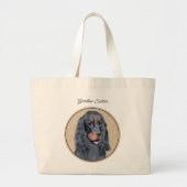 Gordon Setter Schilderij Zwart Schattige Originele Grote Tote Bag (Voorkant)